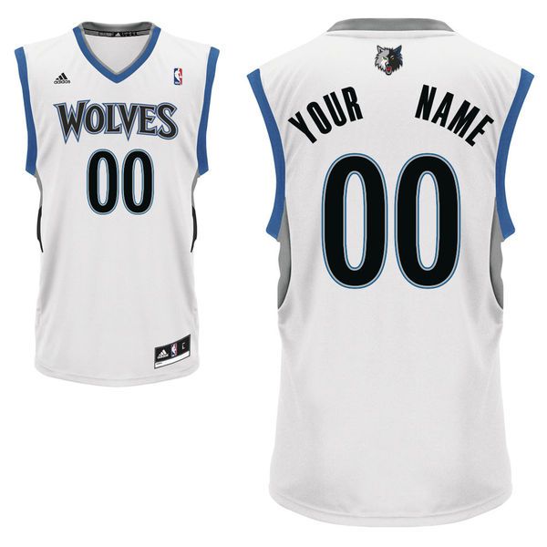 Men Adidas Minnesota Timberwolves Custom Replica Home White NBA Jersey->customized nba jersey->Custom Jersey